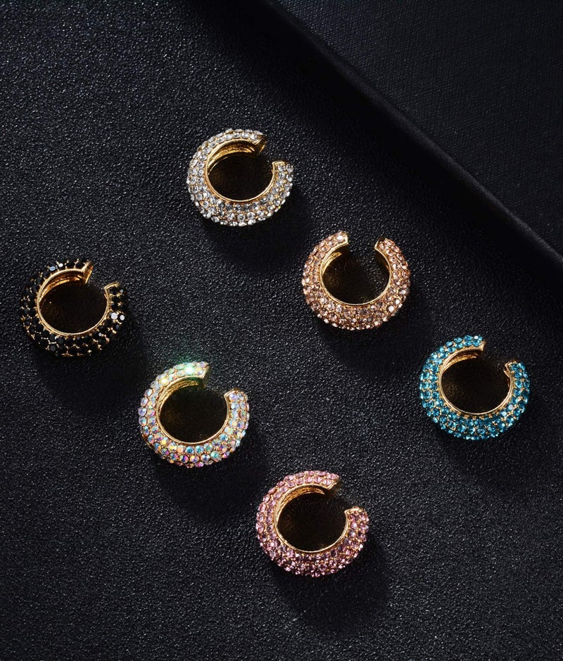 Tornito 6 Pcs Non Pierced CZ Huggie Ear Cuffs Earring for No Piercing Ears Clip Cartilage Earrings for Women - Image 3